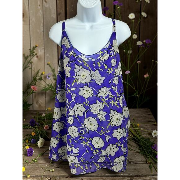 Cabi Purple Floral Sleeveless Blouse Sz XL Long Layered Top Adjustable Straps - Picture 4 of 6